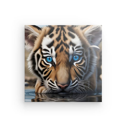Tigerbaby mit blauen Augen - Leinwand