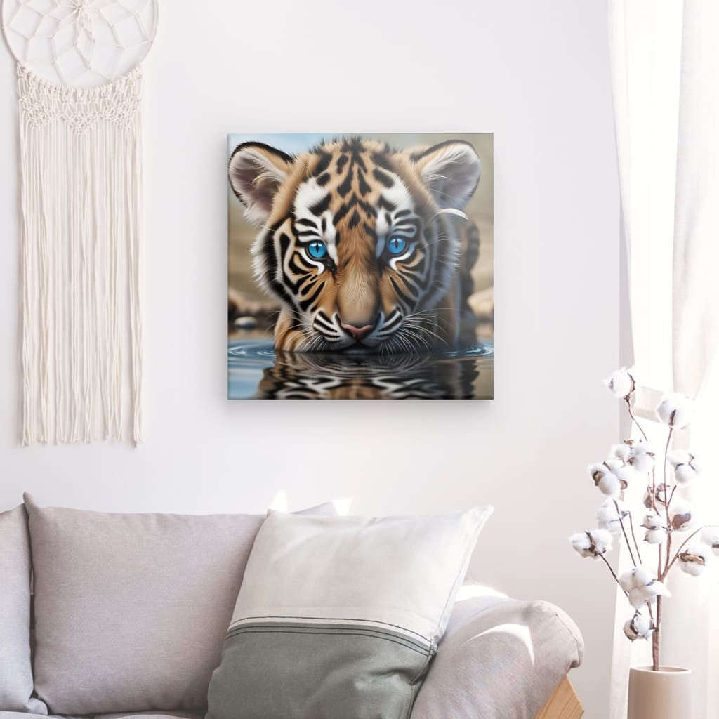 Tigerbaby mit blauen Augen - Leinwand