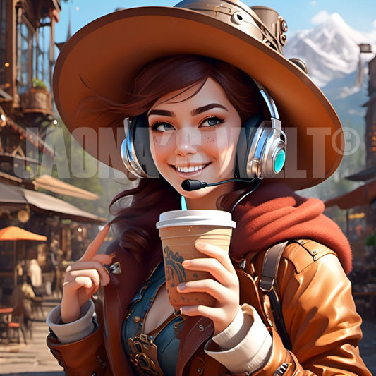 Junge hübsche Frau mit einem Eiskaffee in der Hand