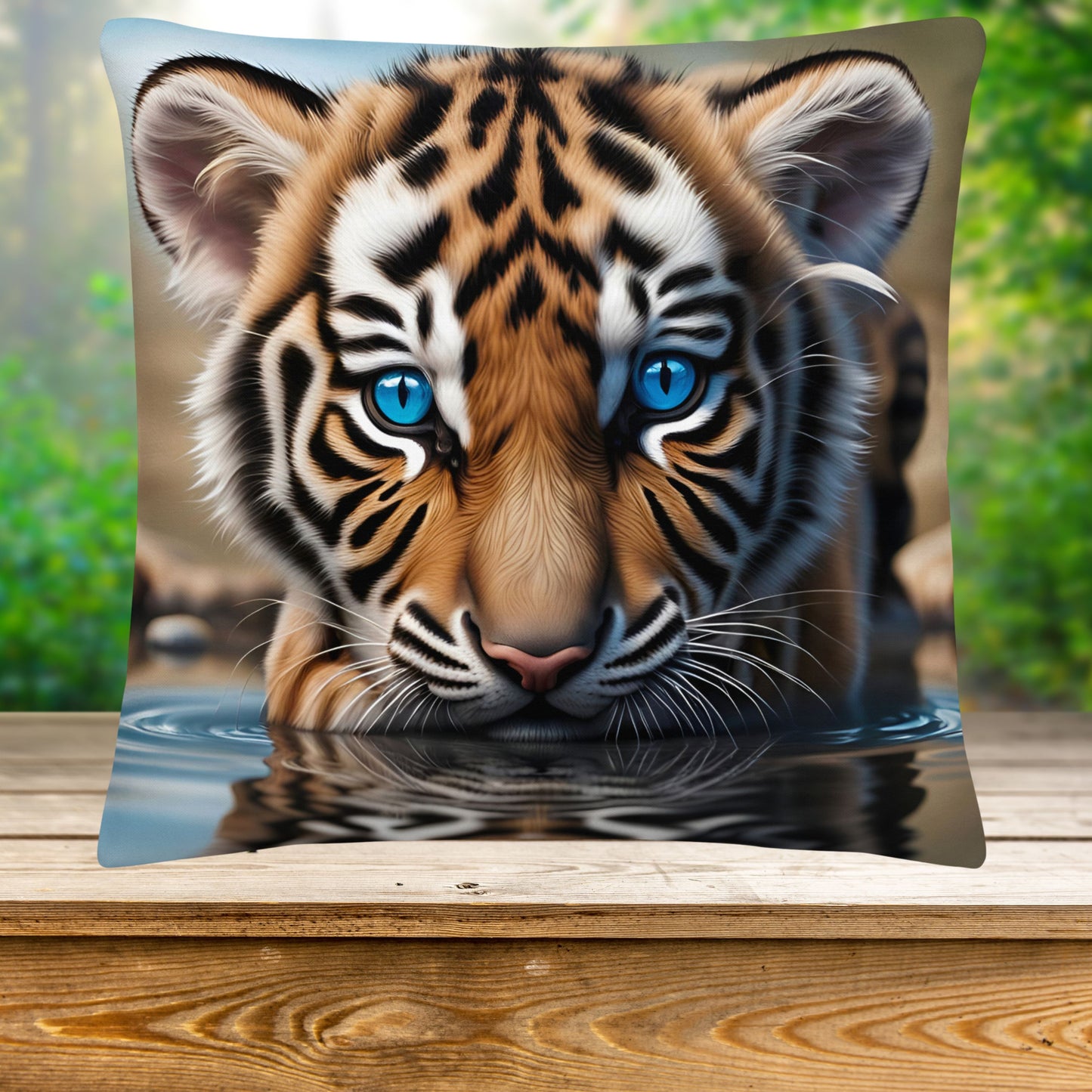 Tigerbaby mit blauen Augen - Kissen