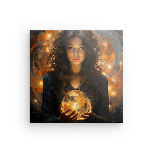 Woman with globe - canvas