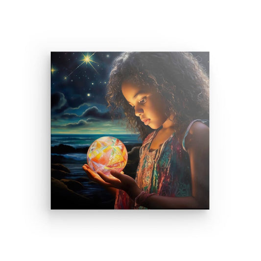 Girl with globe - canvas