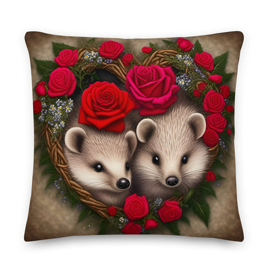Hedgehog with rose heart - cushion