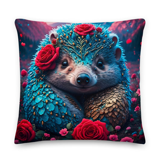 Hedgehog with roses - pillow