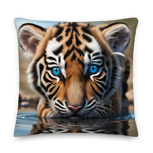 Tiger cub with blue eyes - pillow